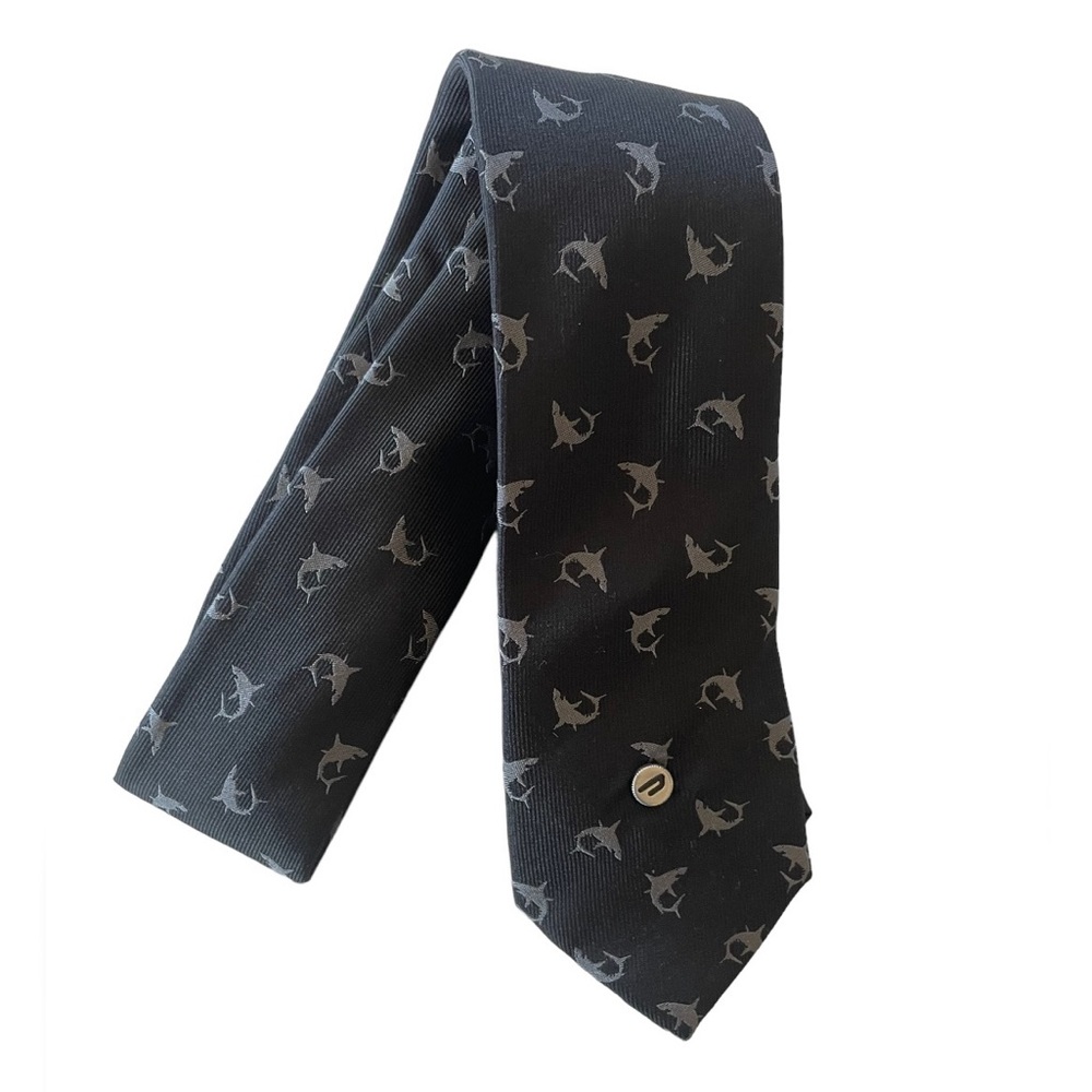 Diesel Black/ Grey Shark 🦈 Patterned Silk Tie